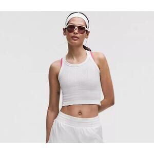 NWT Lululemon Swiftly Pointelle Cropped Racerback Tank Top Sz 14 White